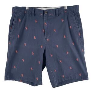 Old Navy Men’s Ultimate Slim Lobster Print Bermuda Shorts Navy/Red SZ 36 Stretch